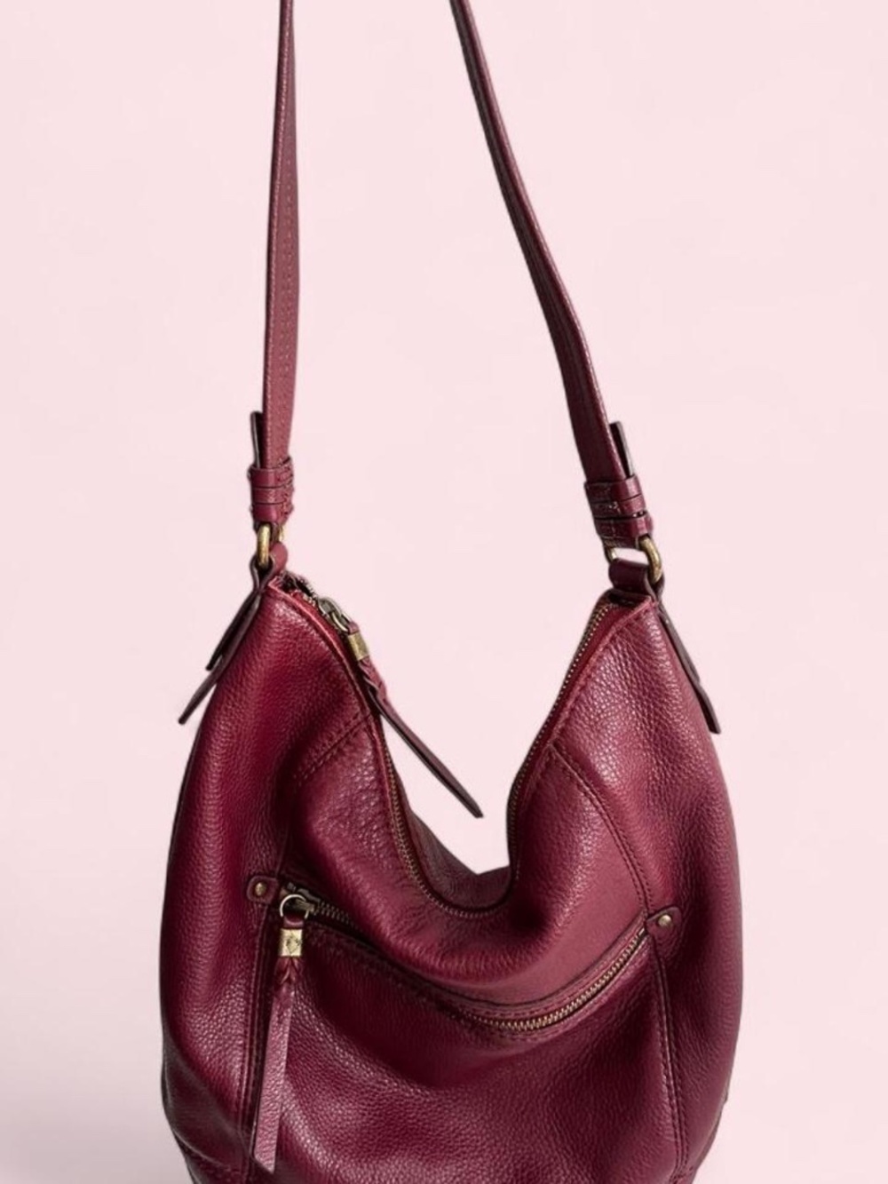 The Sak Burgundy Leather Hobo Bag